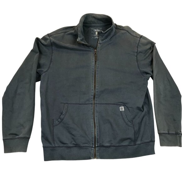 Izod Other - Izod Mens Jacket Large Black Vintage French Terry Full-Zip Mock Neck Pockets